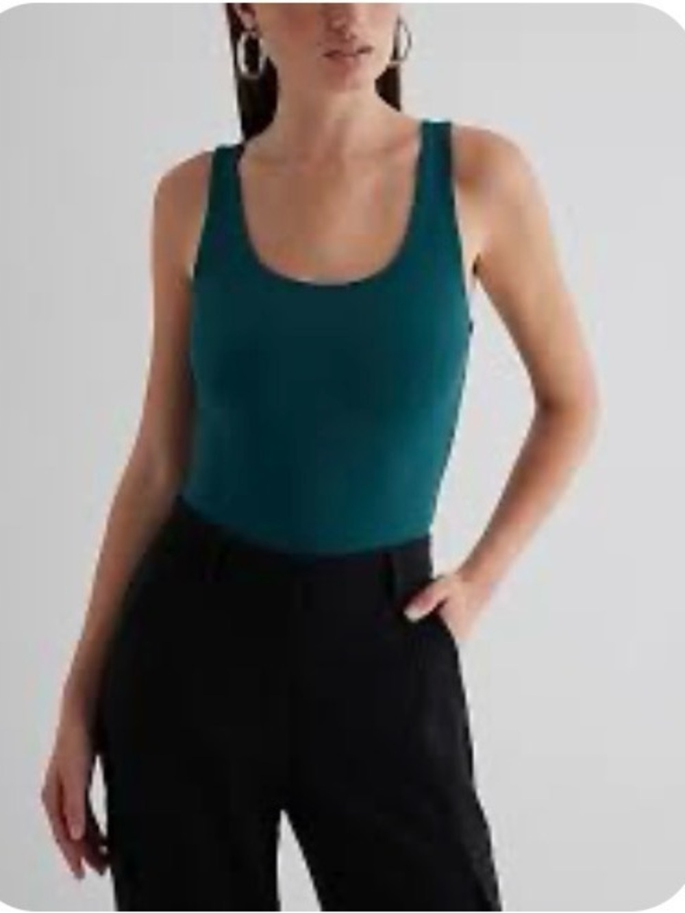 NWT Express Body Contour High Compression Scoop Neck Bodysuit Teal XL